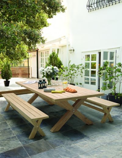 Cora Garden Dining Table with Benches